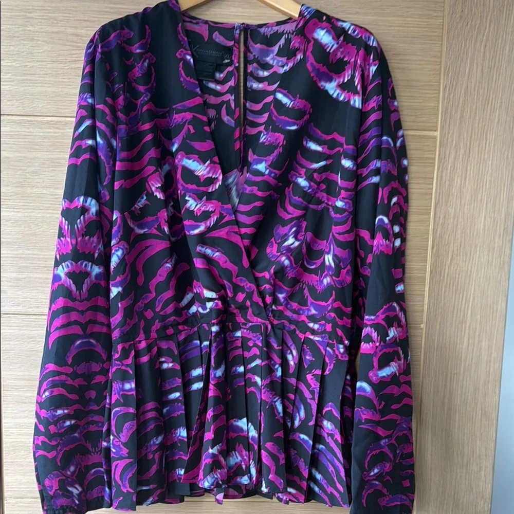 Kardashian Kollection Purple and Black Bishop Sleeve Sundress - Picture 2 of 7